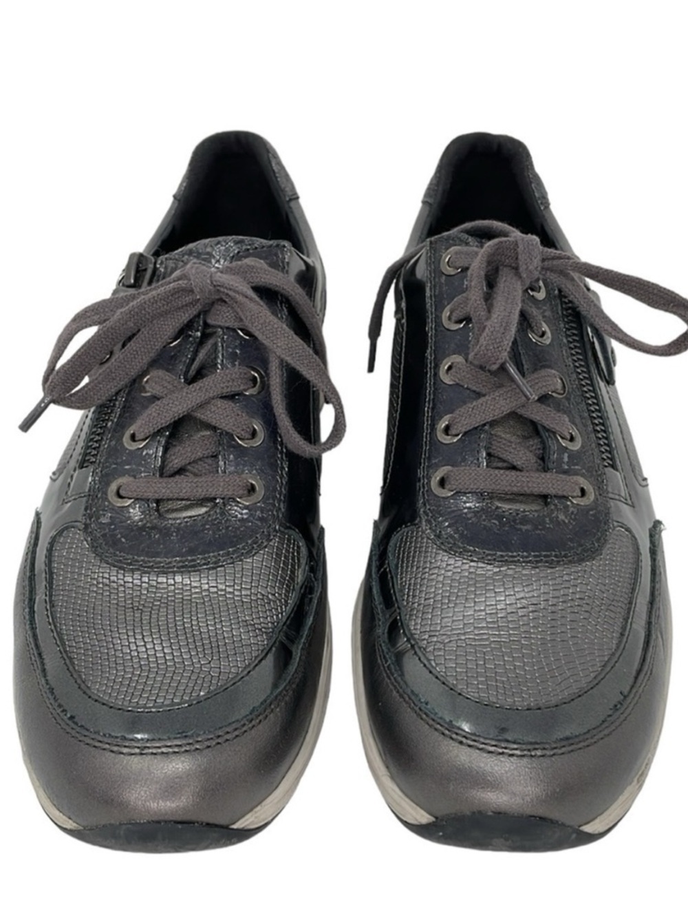 Mephisto Sneakers Shoes Women's 9 Grey Leather Lace Up